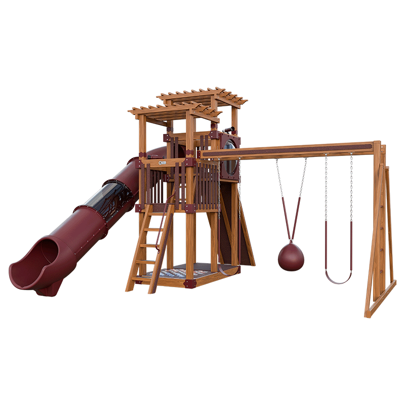 Swing Kingdom Play Set Switchback Super 48 Sidekick red and wood
