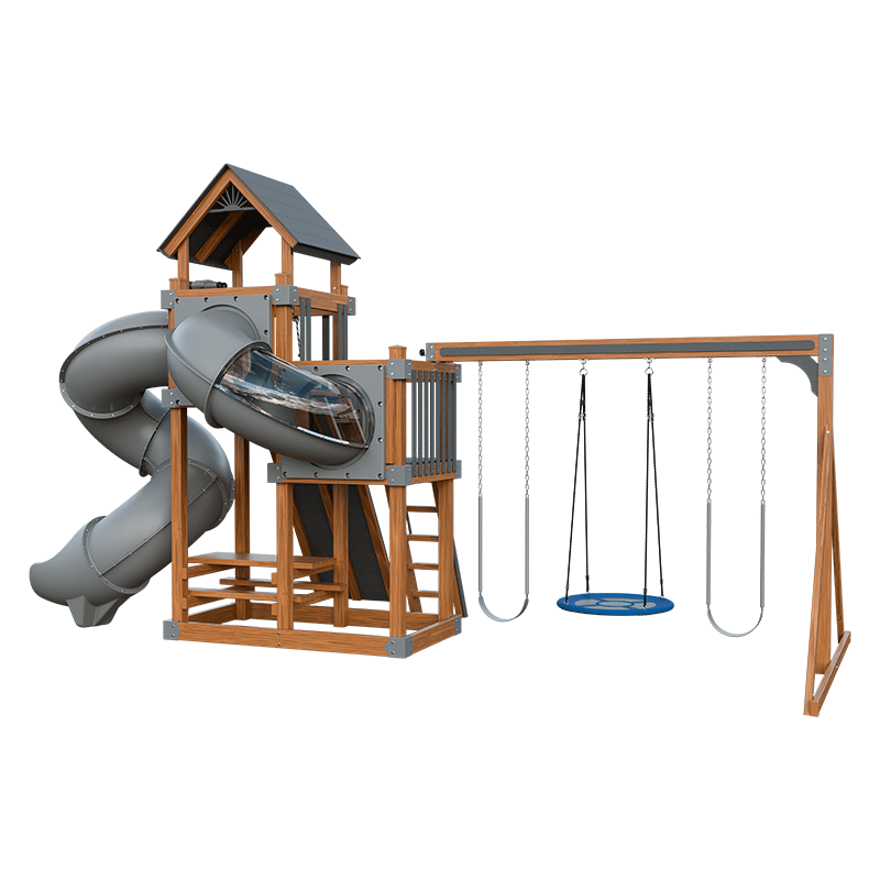 Swing Kingdom Play Set Switchback Super 48 Turbo gray and wood