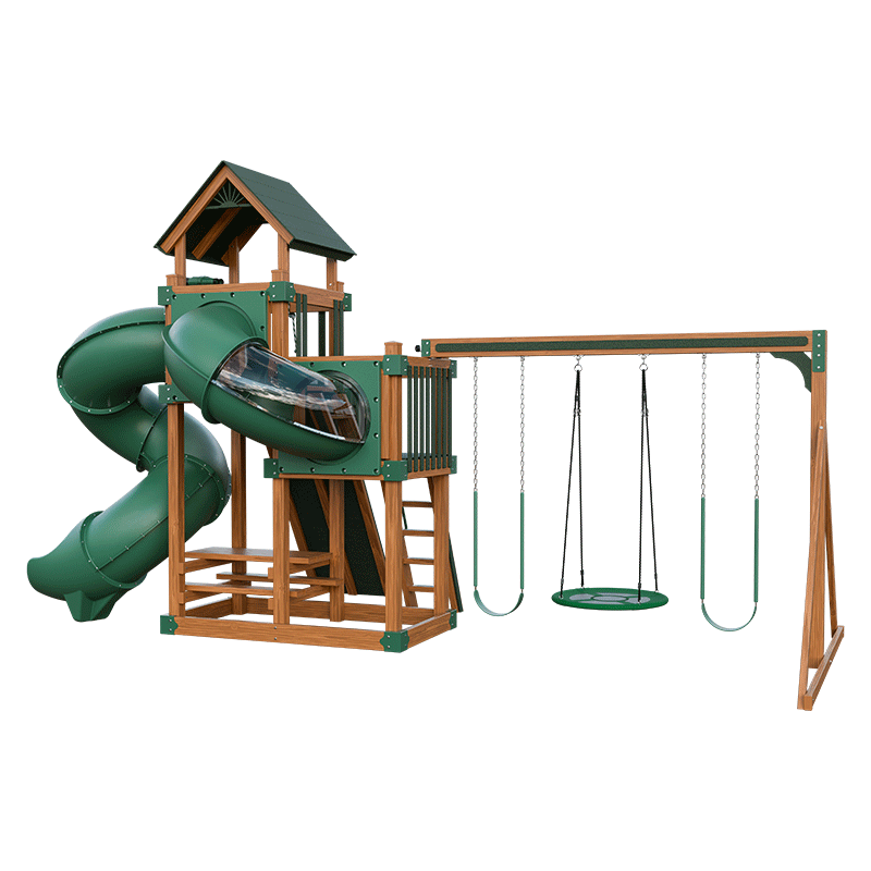 Swing Kingdom Play Set Switchback Super 48 Turbo green and wood