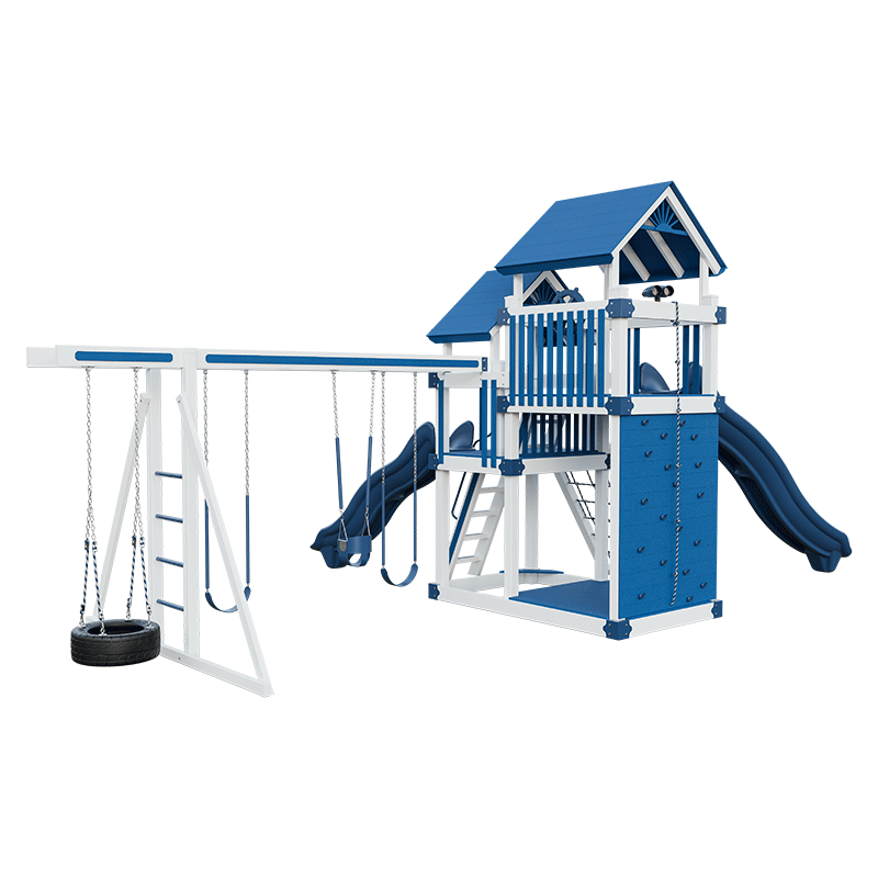 Swing Kingdom Play Set Switchback Super 59 Adventure blue and white