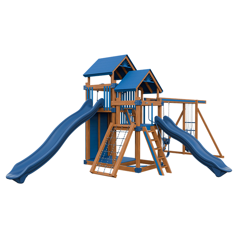 Swing Kingdom Play Set Switchback Super 59 Adventure blue wood