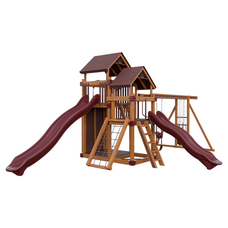 Swing Kingdom Play Set Switchback Super 59 Adventure red and wood