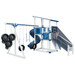 Swing Kingdom Play Set Switchback Super 59 Sports Tower blue and white swings