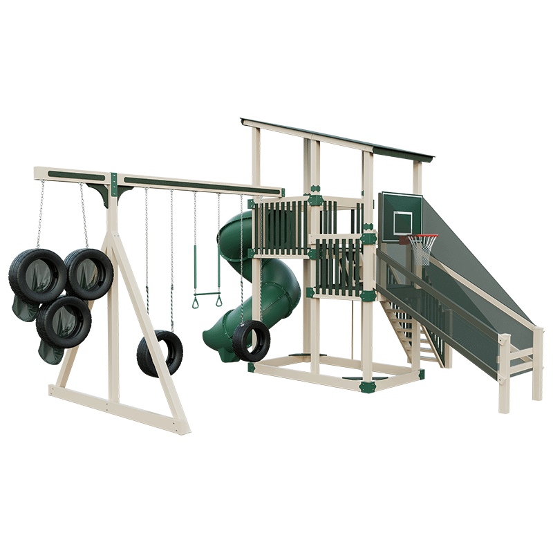 Swing Kingdom Play Set Switchback Super 59 Sports Tower green and almond