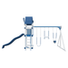Swing Kingdom Play Set Trailblazer Basecamp 35 with Trapeze Bar blue white back