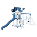 Swing Kingdom Play Set Trailblazer Basecamp 35 with Trapeze Bar blue white slide and ladder