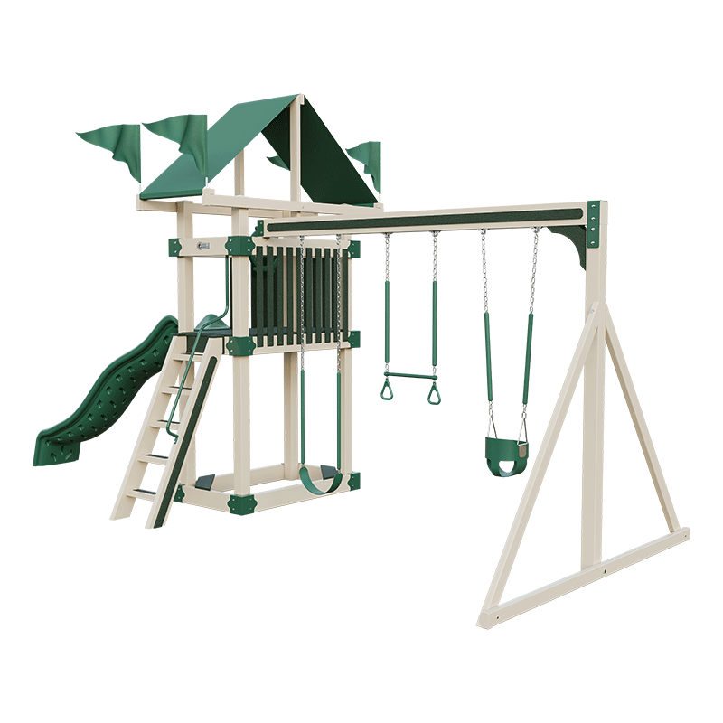 Swing Kingdom Play Set Trailblazer Basecamp 35 with Trapeze Bar green