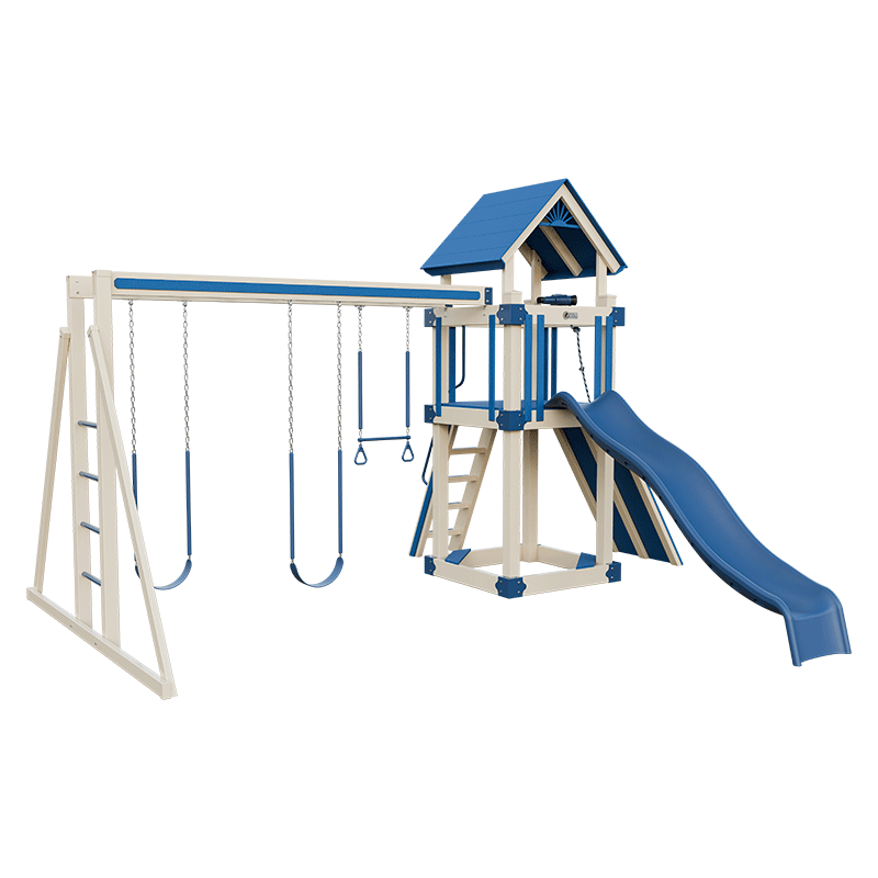 Swing Kingdom Play Set Trailblazer Basecamp 44 blue and almond