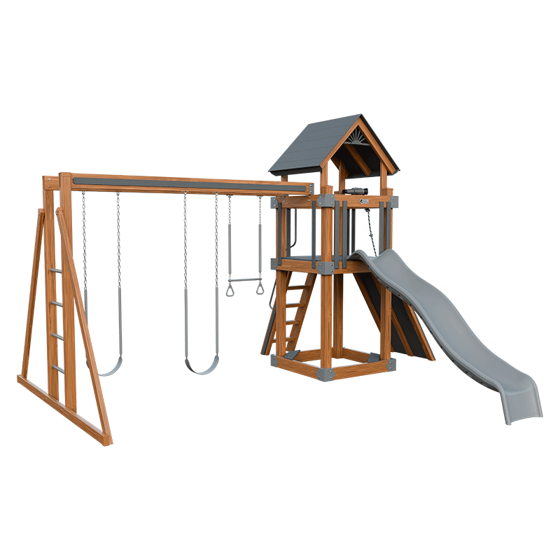 Swing Kingdom Play Set Trailblazer Basecamp 44 gray and wood