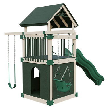 Swing Kingdom Play Set Trailblazer Basecamp 55 Clubhouse green and almond