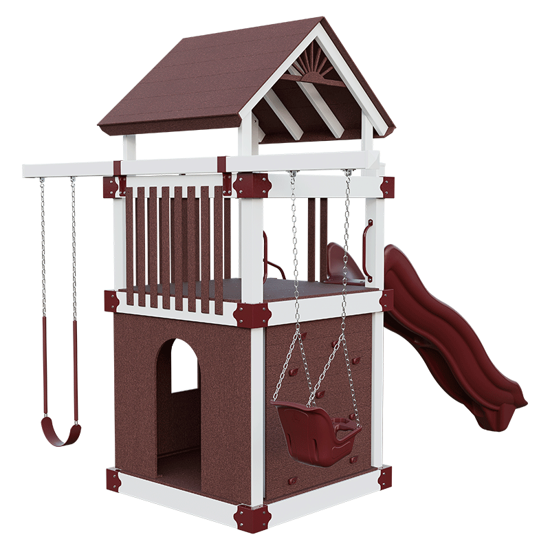 Swing Kingdom Play Set Trailblazer Basecamp 55 Clubhouse red and white