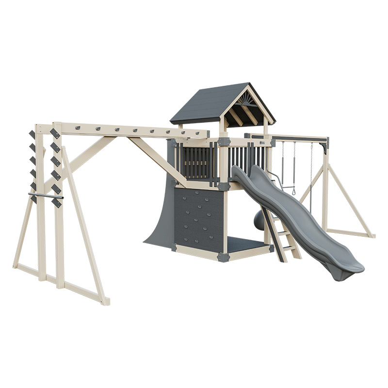 Swing Kingdom Play Set Trailblazer Basecamp 55 Fitness gray almond