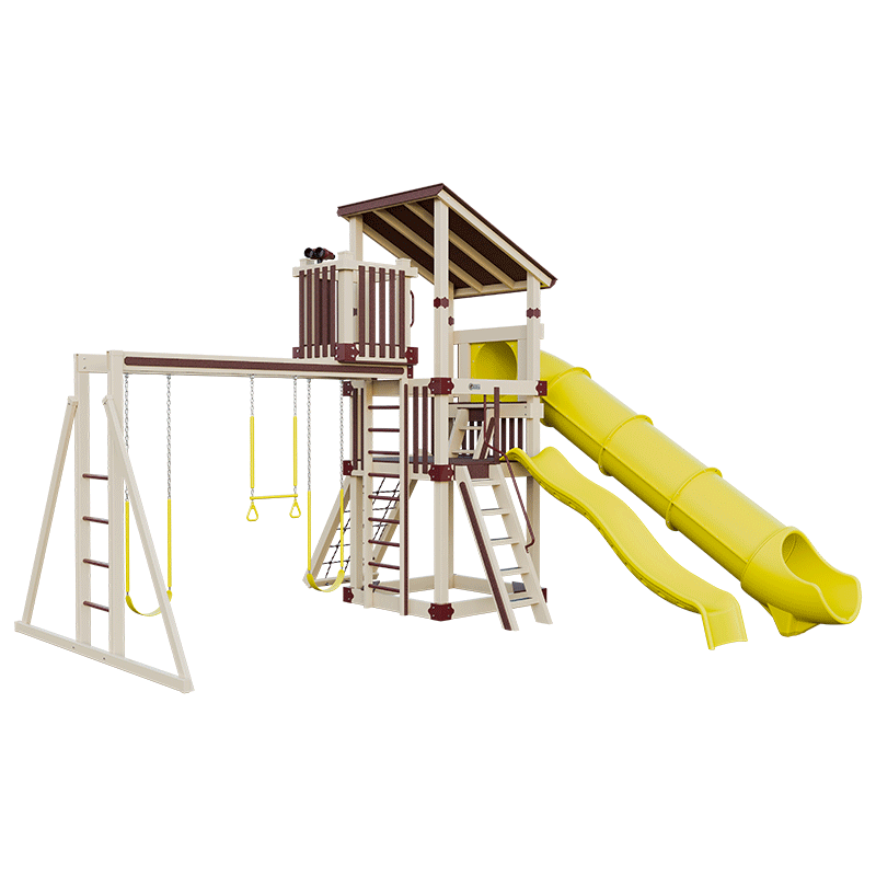 Swing Kingdom Play Set Trailblazer Basecamp 55 Lookout almond red yellow
