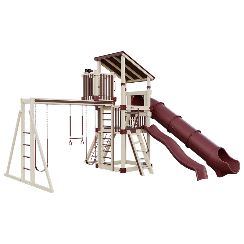 Swing Kingdom Play Set Trailblazer Basecamp 55 Lookout red almond