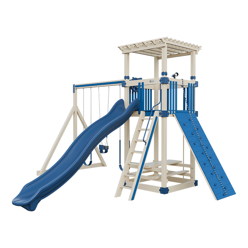 Swing Kingdom Play Set Trailblazer Basecamp 55 Stargazer blue and almond