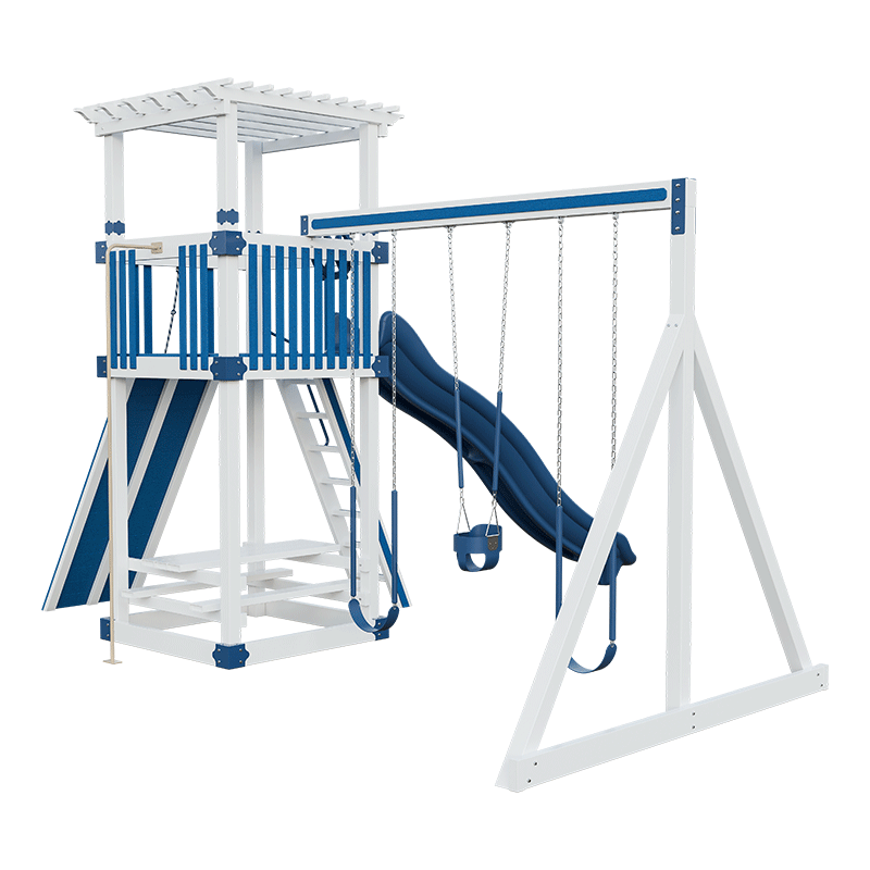 Swing Kingdom Play Set Trailblazer Basecamp 55 Stargazer blue white back