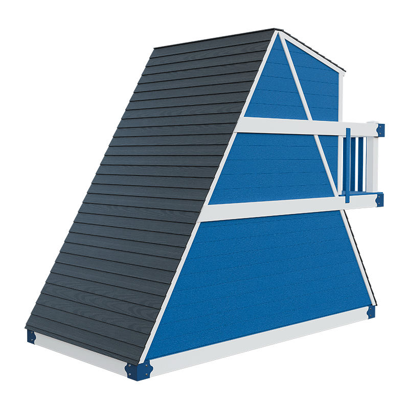 Swing Kingdom Playhouse Series Alpine Retreat blue and white back stand alone