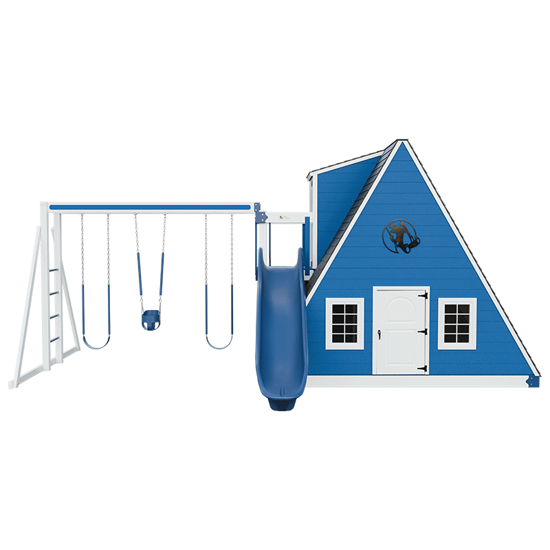 Swing Kingdom Playhouse Series Alpine Retreat blue and white front