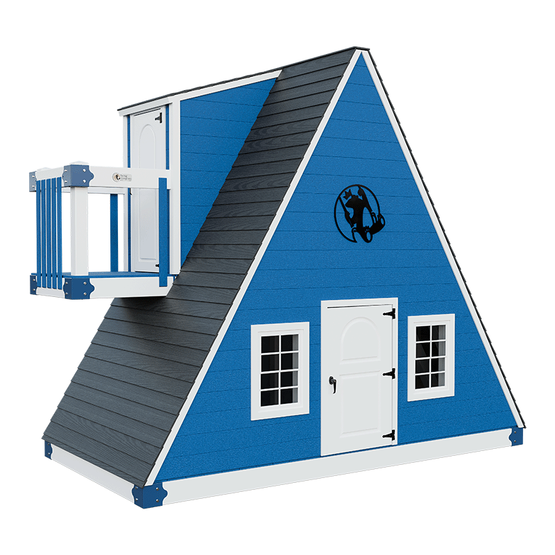 Swing Kingdom Playhouse Series Alpine Retreat blue and white stand alone side