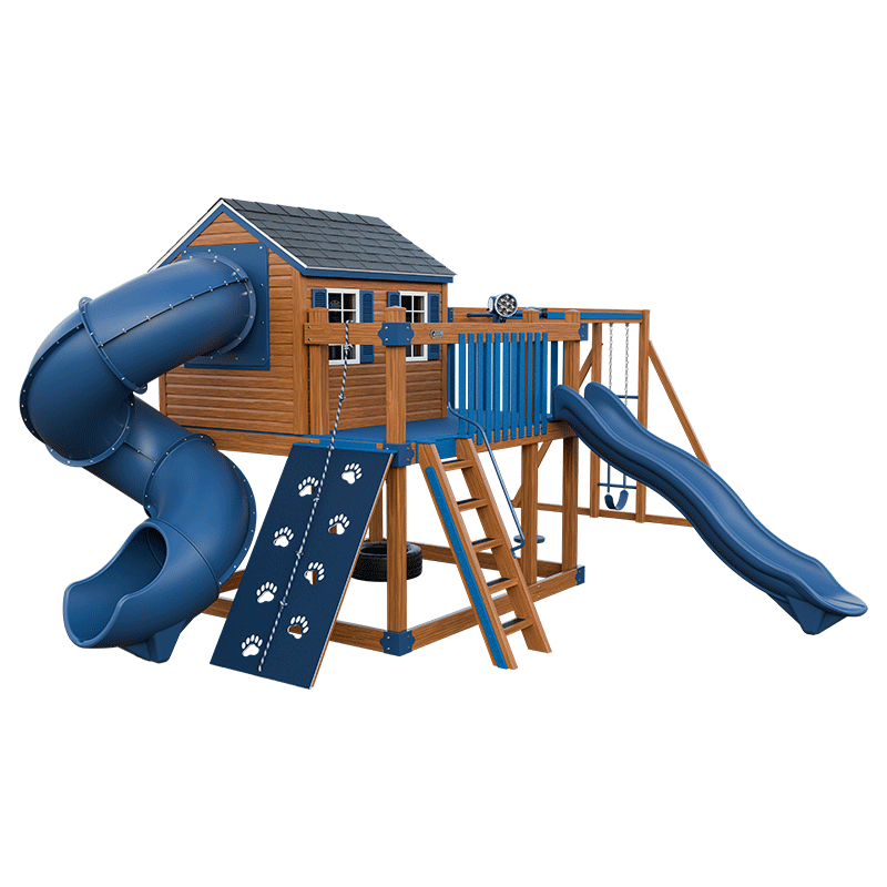 Swing Kingdom Playhouse Series Cabin Deluxe blue and wood