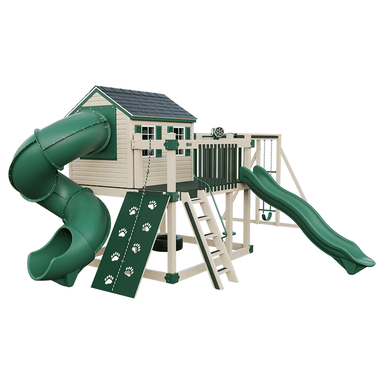 Swing Kingdom Playhouse Series Cabin Deluxe green and almond