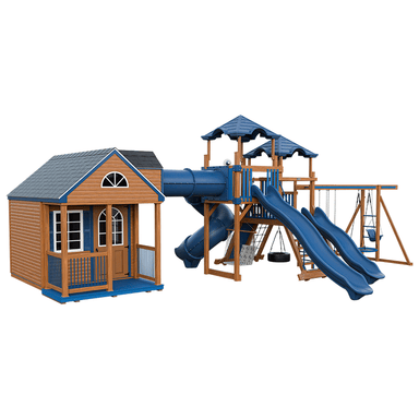 Swing Kingdom Playhouse Series Cottage Escape blue and wood