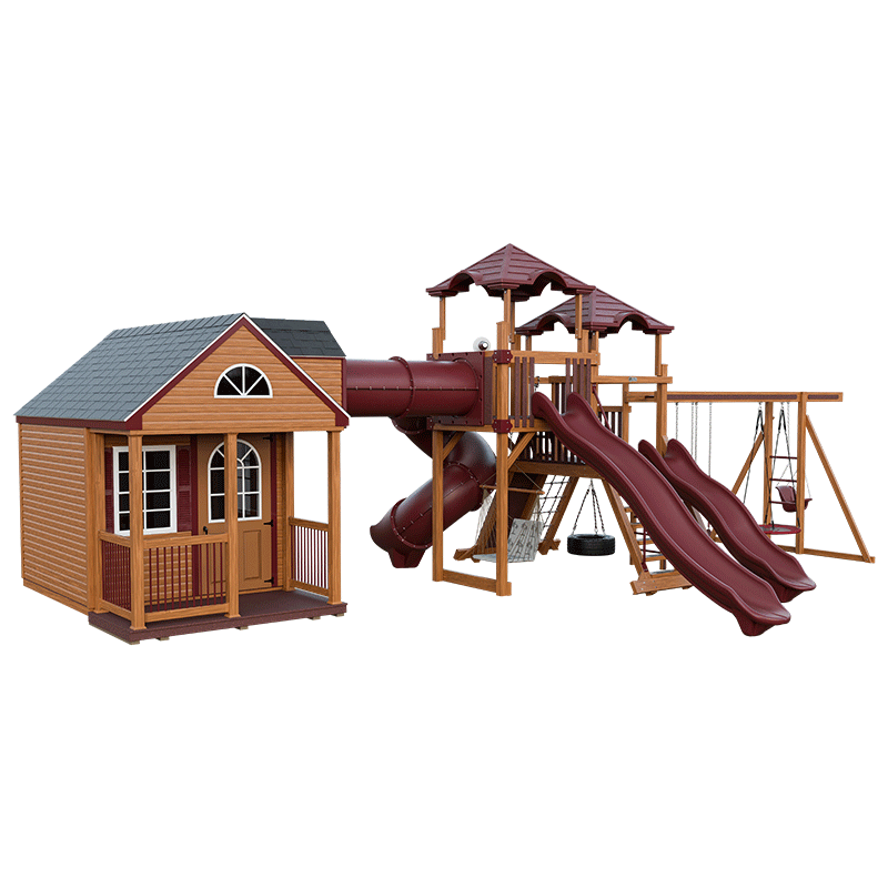 Swing Kingdom Playhouse Series Cottage Escape red and wood