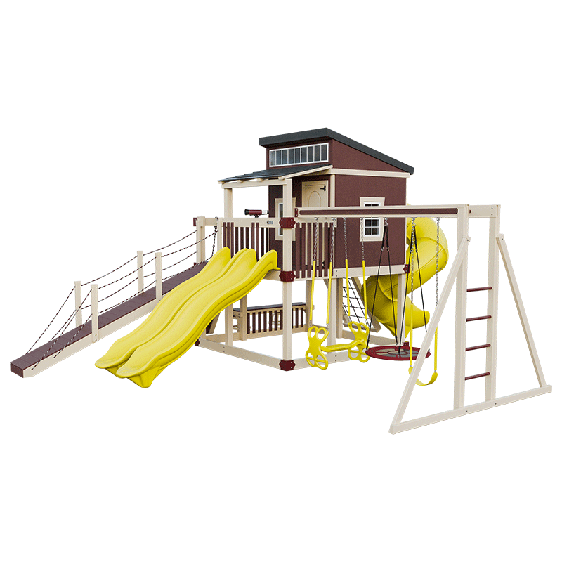 Swing Kingdom Playhouse Series Kingdom Lodge Deluxe red yellow almond
