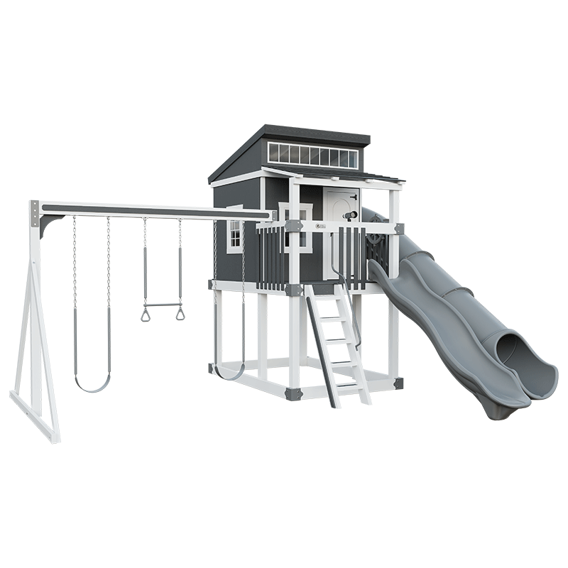 Swing Kingdom Playhouse Series Kingdom Lodge gray and white
