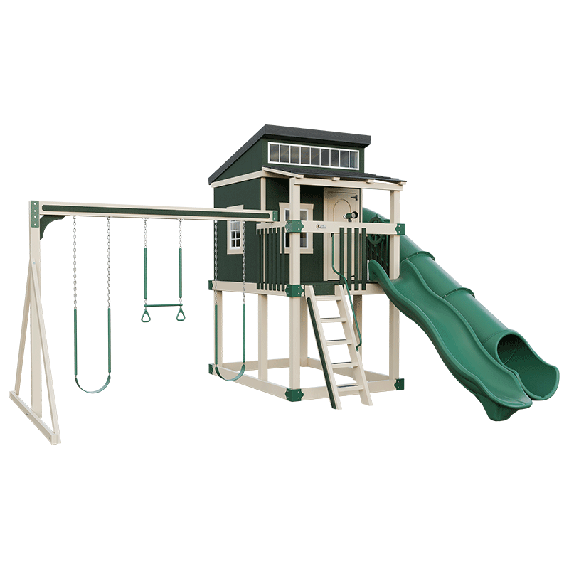 Swing Kingdom Playhouse Series Kingdom Lodge green and almond