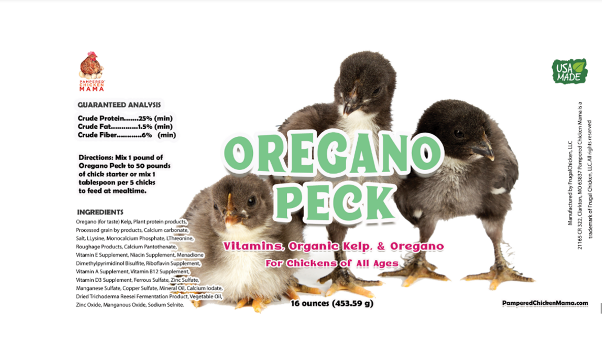 Oregano Peck Baby Chicken Feed Supplement with Organic Kelp & Oregano