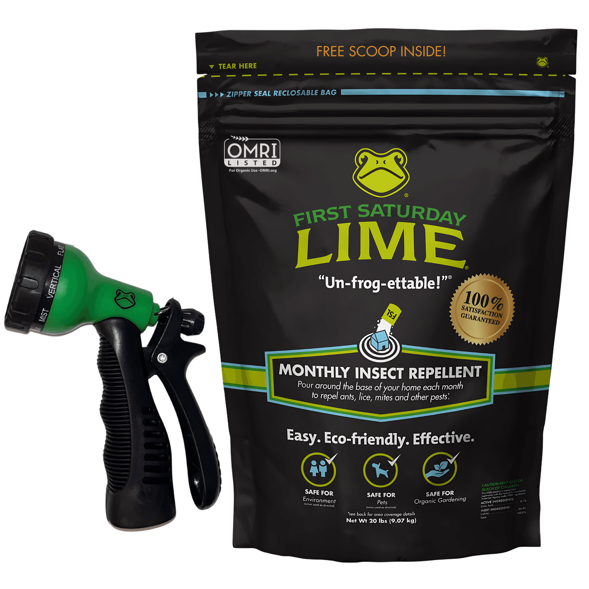 First Saturday Lime Bundle: First Saturday Lime 20lb Bag and Garden Hose Spray Nozzle