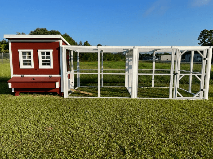 OverEZ Chicken Run Wooden 16' Walk-In Red or White